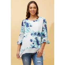 RUMI DOUBLE LAYER FLORAL TUNIC TOP -Female Clothing Store 502d7697a5e2262f5ab8a8d319248f7e