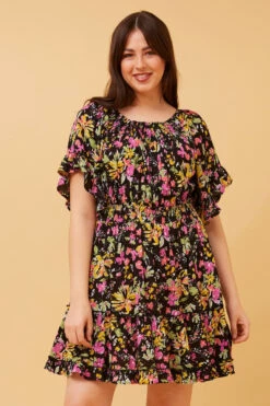GRETA FLORAL SHORT DRESS -Female Clothing Store 53b9ffe6c5cef3b0d06b6b193f4a1cb9