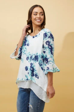 RUMI DOUBLE LAYER FLORAL TUNIC TOP -Female Clothing Store 58db1d4c7a7159973d9bdf5d4e762c8a