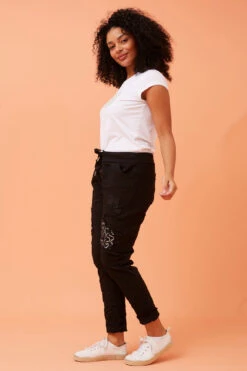 JANJA SEQUIN PATCHWORK PRINT JOGGERS -Female Clothing Store 5b3a356977dfc82b290cac20d67d0cd0