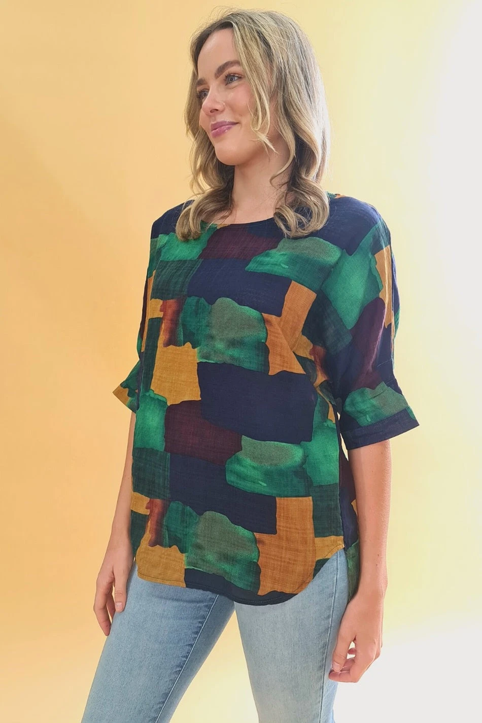 TARA ABSTRACT PRINT HI LOW HEM TOP - Image 5