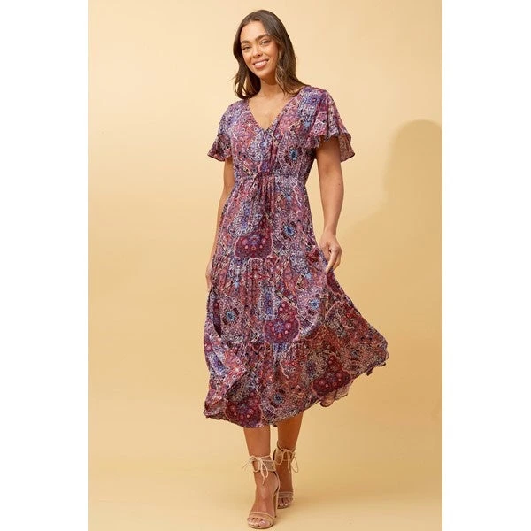 LISDON PATCHWORK TIERED MIDI DRESS 8 LISDON PATCHWORK TIERED MIDI DRESS - Image 8