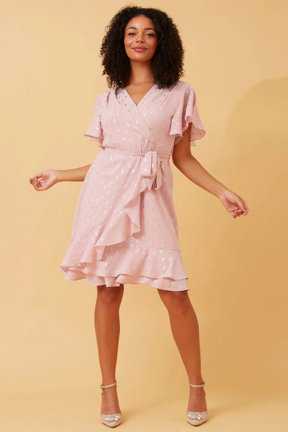 JOYCE GOLD FOIL PRINT DRESS 1 JOYCE GOLD FOIL PRINT DRESS