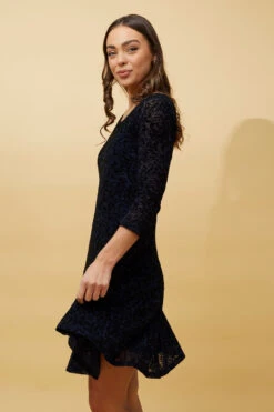 CAMILA FLOCKING PRINT LACE SHORT DRESS -Female Clothing Store 651f1cdc8329e6c7c05434346119056b