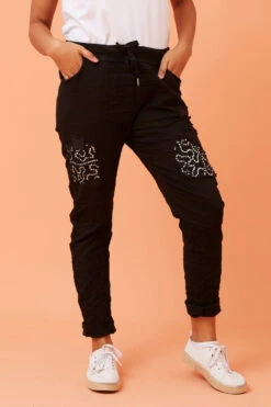 JANJA SEQUIN PATCHWORK PRINT JOGGERS -Female Clothing Store 67c5d83a6e5388907542226d53ab1210