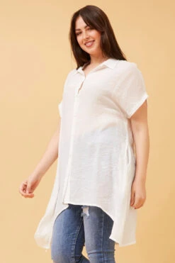 BLU ASYMMETRICAL HEM SHIRT -Female Clothing Store 686868f81235ebd298624334d8d49340