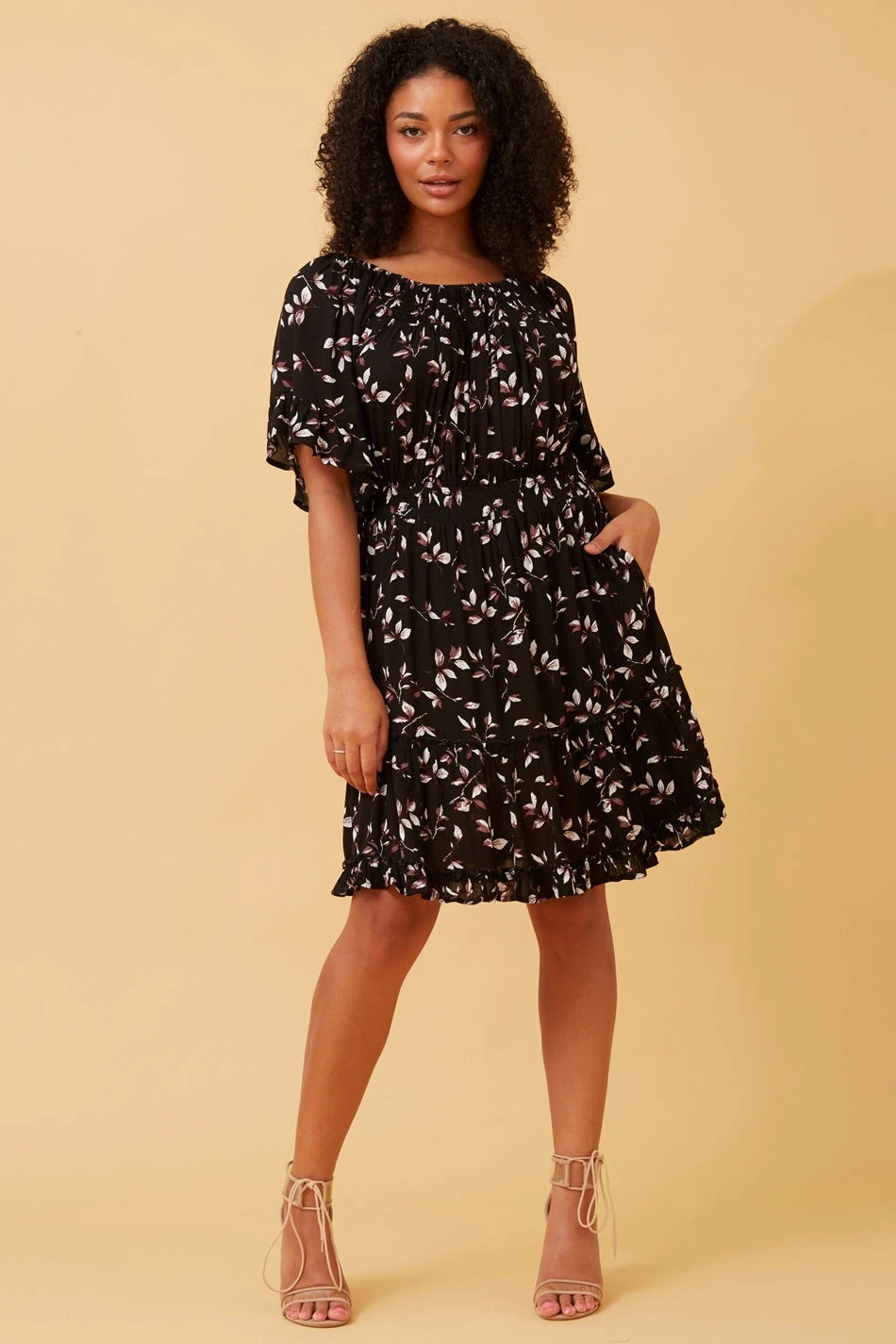 GRETA LEAF PRINT SHORT DRESS 2 GRETA LEAF PRINT SHORT DRESS - Image 2