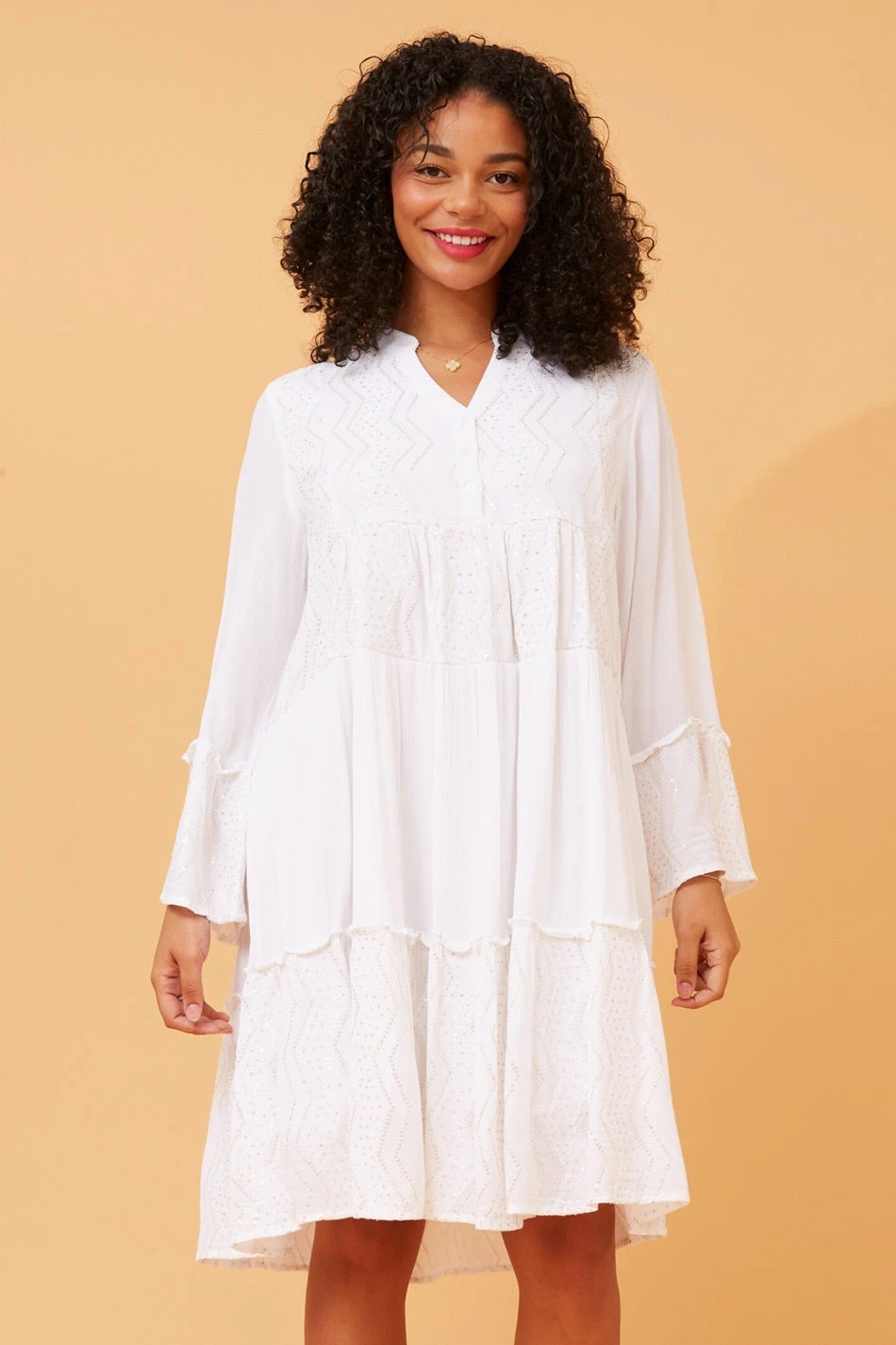 RENUKA SEQUIN DETAIL TIERED DRESS 1 RENUKA SEQUIN DETAIL TIERED DRESS