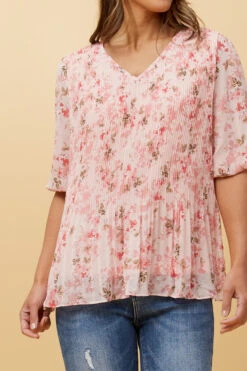 POSIE PLEATED FLORAL TOP -Female Clothing Store 7436cdc85d80a2f5c0f18b9ab1e7a8d0