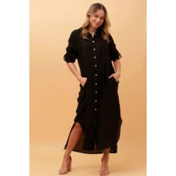 KIMMY BUTTON FRONT LINEN SHIRT DRESS -Female Clothing Store 773b30fd599d7807e00cf22eb4cddffd