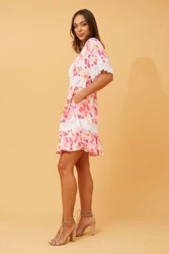 LAYLA LACE TRIM FLORAL DRESS -Female Clothing Store 77d0f5317c74b2143b1d4db5eb021952