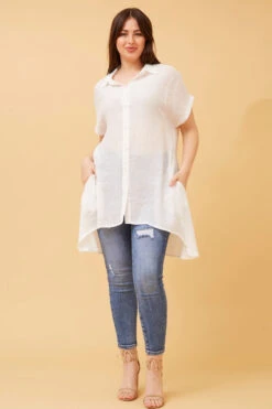 BLU ASYMMETRICAL HEM SHIRT -Female Clothing Store 7879c5bb10ad833b4b7ec1a3e1c149f3