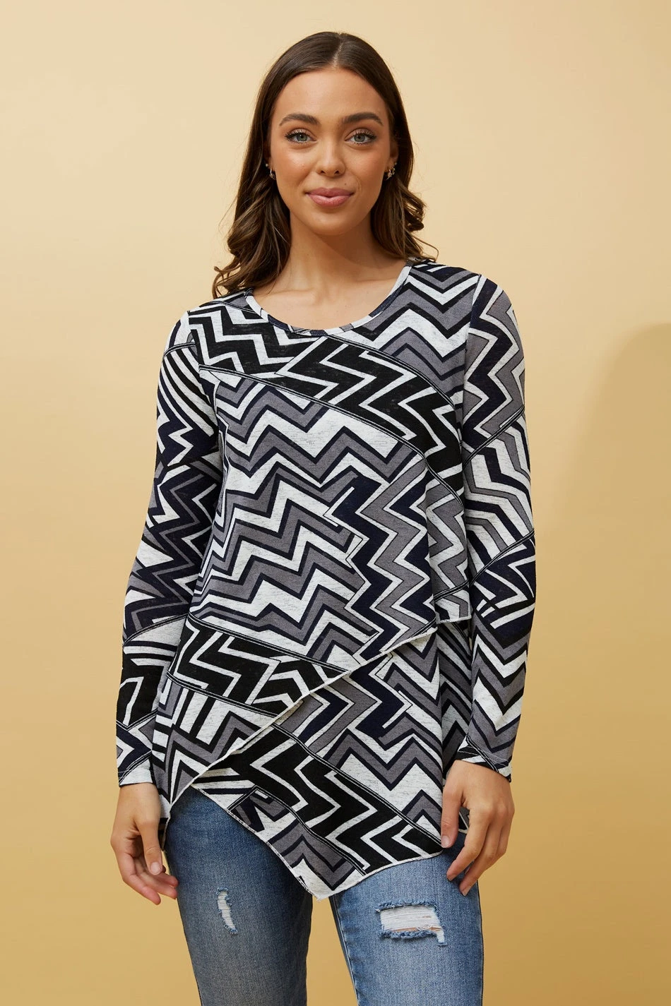 BOBBI ZIG ZAG PRINT DOUBLE LAYERED TOP 3 BOBBI ZIG ZAG PRINT DOUBLE LAYERED TOP - Image 3