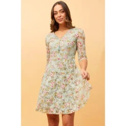 OLIVIA ZIP FRONT FLORAL LACE DRESS -Female Clothing Store 78c5035570347024f9ecc1987287a264
