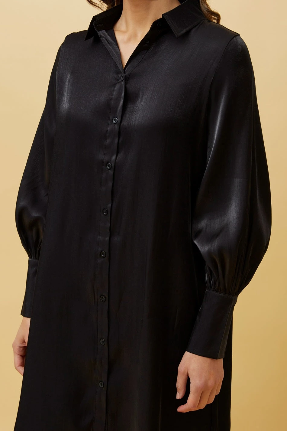 GERTIE SATIN SHIRT MIDI DRESS 6 GERTIE SATIN SHIRT MIDI DRESS - Image 6