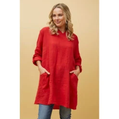SILVAVA HOODED LINEN TUNIC TOP -Female Clothing Store 79b79a95ed315c18ba658c76d1701b92
