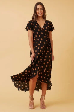 RAMISA POLKA DOT WRAP DRESS -Female Clothing Store 7c007c9a58ca465fad1353dda53e6d9a