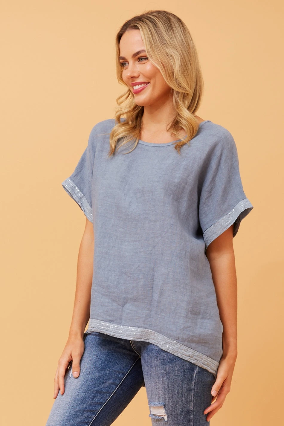 SOULA SEQUIN LINEN TOP 5 SOULA SEQUIN LINEN TOP - Image 5