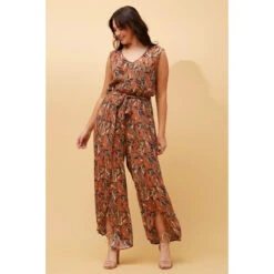 ROSE LEAF PRINT JUMPSUIT -Female Clothing Store 832b5fe4fe44042aa64043d38efcb0d1