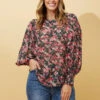 CLASSIC FLORAL BALLOON SLEEVE BLOUSE