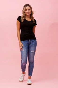 BASIC SHORT CAP SLEEVE TOP -Female Clothing Store 840fd29094eff9ff3b7176609a7f5fb7