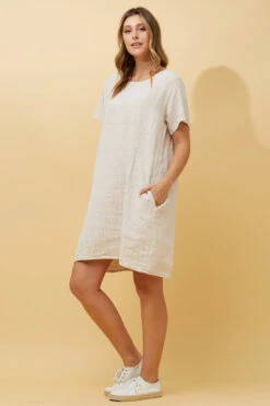 PRIANNA STRIPE LINEN SHORT DRESS -Female Clothing Store 872207b532730e0556daae4f13b6ff60