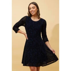 CAMILA FLOCKING PRINT LACE SHORT DRESS -Female Clothing Store 894a1f929e09b71126cd35dd97acd6a1