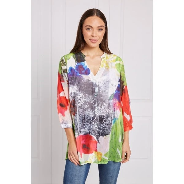 FLORAL PLEATED TUNIC TOP - Image 8