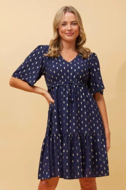 DIAMOND TEARDROP FOIL PRINT SHORT DRESS -Female Clothing Store 8d8babf41bde30bf6eeee391b5b383ba