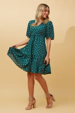 DIAMOND TEARDROP FOIL PRINT SHORT DRESS -Female Clothing Store 8fe5516d936bdbab35bbcfd20987f91b