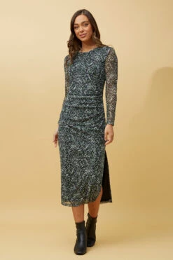 JUAN ABSTRACT PRINT RUCHED MIDI DRESS -Female Clothing Store 9036a8a7f8da13b56d8f69dd582c83ec