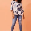 CARMELLA ABSTRACT PRINT LINEN TOP