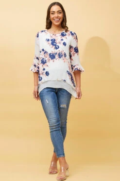 RUMI DOUBLE LAYER FLORAL TUNIC TOP -Female Clothing Store 9121bcf8b87b2d887e5175017eb09807