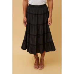 LUCIENE LACE TIERED MIDI SKIRT -Female Clothing Store 94992e4a56525ddc944cf5ce09b16b1d