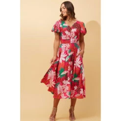 Stella FLORIDA LEAF PRINT MIDI DRESS -Female Clothing Store 94e135b217b95e5c467cebf606a60d22