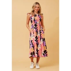 MAVIS LEAF PRINT MIDI DRESS -Female Clothing Store 957ce0ecc2938fd5d3c0d2c99c42dbd5