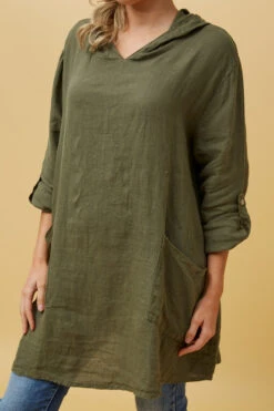 SILVAVA HOODED LINEN TUNIC TOP -Female Clothing Store 96c4897fceeab1af56dfea782e2e85c6