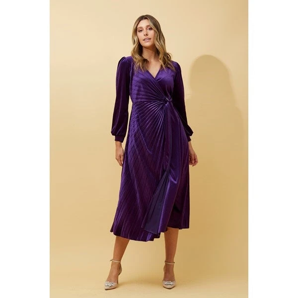 KENNEDY WRAP FRONT PLEATED VELVET MIDI DRESS 15 KENNEDY WRAP FRONT PLEATED VELVET MIDI DRESS - Image 15