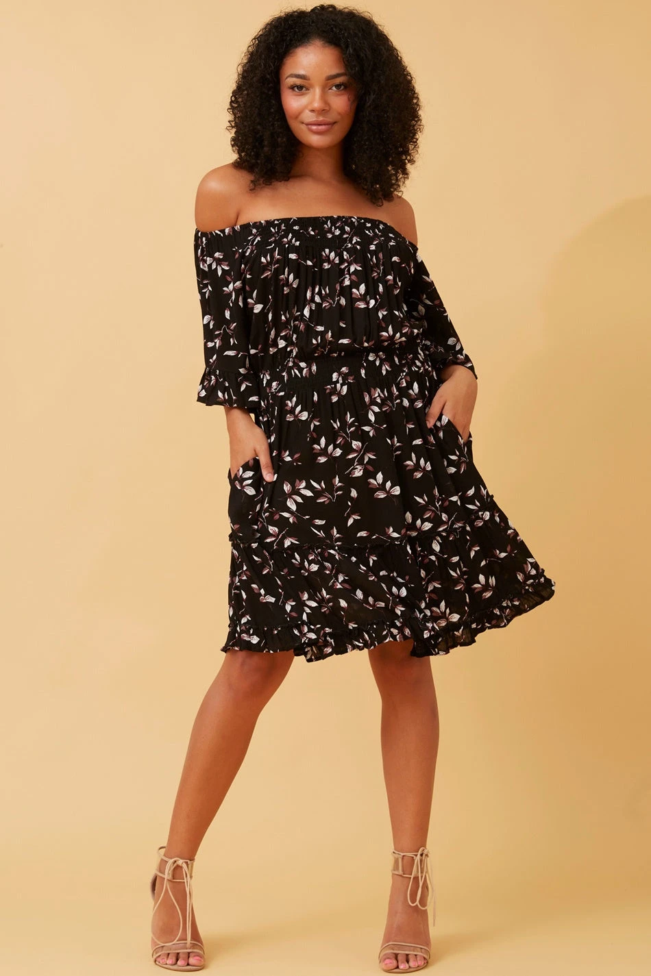 GRETA LEAF PRINT SHORT DRESS 4 GRETA LEAF PRINT SHORT DRESS - Image 4