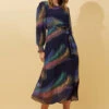 PRISCILLA FEATHER PRINT DRESS