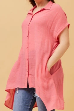 BLU ASYMMETRICAL HEM SHIRT -Female Clothing Store a07869018bc06b636943d4bf5a29c27c