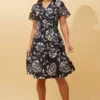 SILVANIA FLORAL WRAP SHORT DRESS