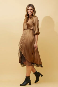 KAELYN PLEATED MIDI DRESS -Female Clothing Store a3b3ca611f151c4e66519ae2670e9670