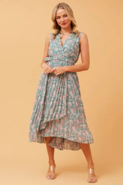 REBA SLEEVELESS FLORAL PLEATED DRESS -Female Clothing Store a596c6dc5be021e1cefe7d8efe423f87