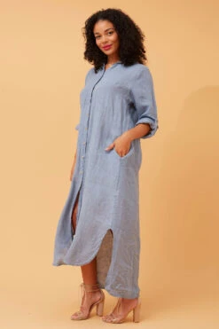 KIMMY BUTTON FRONT LINEN SHIRT DRESS -Female Clothing Store a6b505f86a16f553fb07d888e7370754