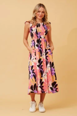 MAVIS LEAF PRINT MIDI DRESS -Female Clothing Store a6d7a6a592b371465b4fdb5d41bc022b