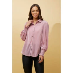 BESSIE LONG BALLOON SLEEVES GLITTER SHIRT -Female Clothing Store ac57d75500d481a847f727245438eb58