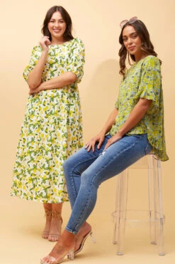 DOROTHY LEMON PRINT LINEN DRESS