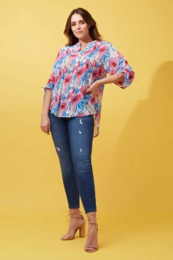 FLORAL PLEATED BLOUSE