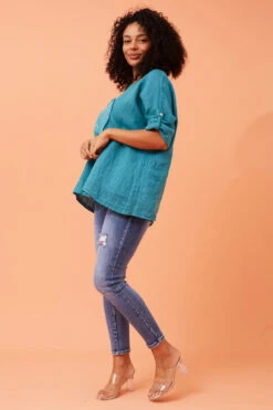 ZONYA SEQUIN PATCH LINEN TOP -Female Clothing Store adb1ac931ce57c84e07e67386f522444